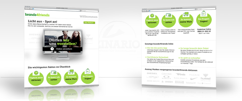 Zinario References | Brands4friends Landingpages / Banner / Webspecials