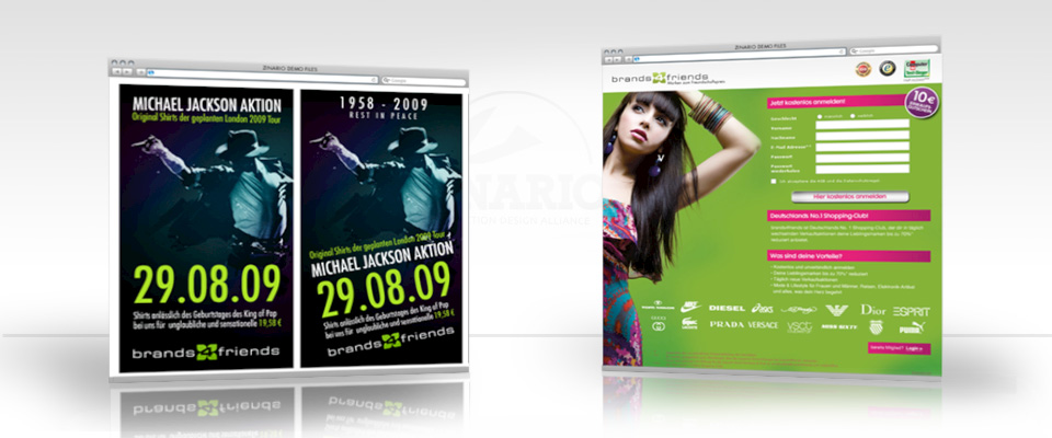 Zinario References | Brands4friends Landingpages / Banner / Webspecials