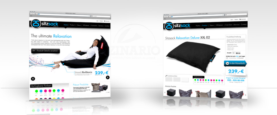 Zinario References | Beanbag E-Commerce Shop