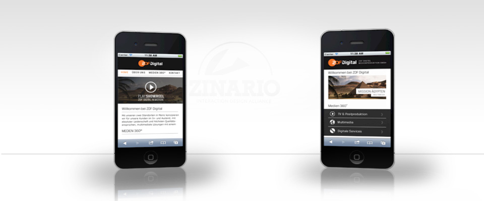 Zinario References | ZDF-Digital Corporate Website / Mobile